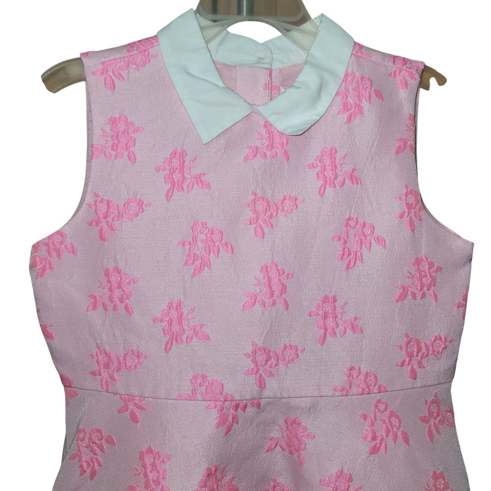 Janie & Jack Pink Floral Dress White Collar Preppy Classic 6 Dress Spring Easter - Picture 3 of 9